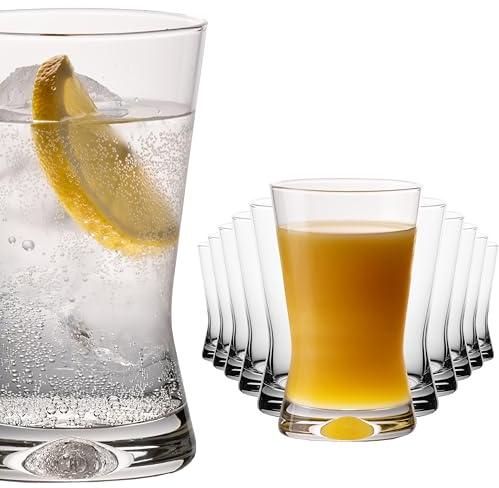 PLATINUX Trinkgläser 200ml Wassergläser X-Form Set 12-Teilig Saftgläser aus Glas Serie 'CrossLine' Spülmaschinenfest