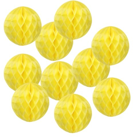 PATIKIL 10 Stück Papier Wabenball, 30cm Seidenpapier Wabenbälle, Wabenkugel zum Aufhängen für Oster Geburtstag Hochzeit Zuhause Hintergrund Dekor, Gelb