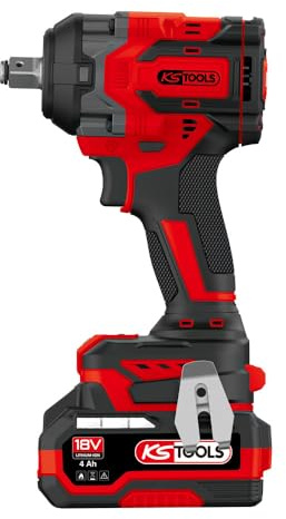 KS TOOLS - 515.4710F - Mini clé à chocs 1/2 sur batterie - Clé à choc sans fil brushless - Puissance 18 V - 850 Nm - 1,5 kg sans batterie - Livrée en coffret avec 2 batteries 4Ah