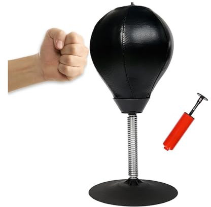 YAOHY Boxsack Aufblasbarer Desktop Punchingball Für Erwachsene Kleinkind Workout Reflex Boxsack Stehend Praxis Der Übung Trainer Fitness Indoor Sandsäcke(Schwarz)