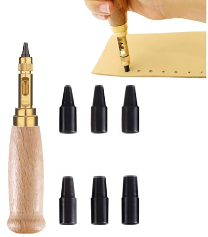 Locher zum Nähen Leder Papierhandwerk,Lochstanzer,Lochstanzer Papier,Lochzange Papier,Locher Groß,Loch Stanzer,mit 6 Pcs Lochern 1,5mm/2mm/3mm/3,5mm/4mm,für Leder,Papier,Karten und Filz
