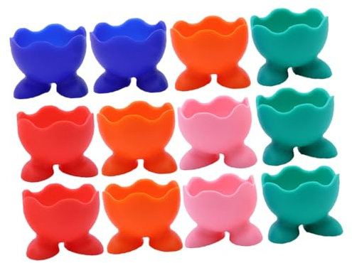 LIFKOME 12piezas Hervidor de Huevos de Silicona Bandeja para Huevos Cocidos Utensilios de Cocina Organizador para Mesa Color Aleatorio