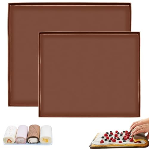 2 tappetini da forno in silicone, tappetino da forno permanente con bordo, tappetino in silicone 30 x 40 cm, antiaderente, lavabile in lavastoviglie, durevole, forno pulito