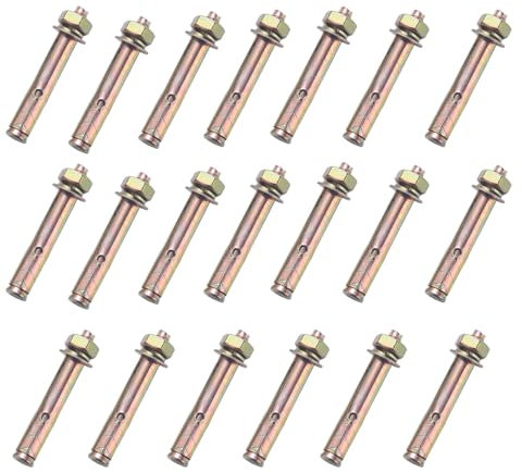 20 PCS Anchor Bolts, Concrete Bolts, Expansion Bolts, 6 x 60 mm Heavy Duty Expansion Screws, Ideal for Concrete Machinery & Furniture, Bolt Long Expansion Shield for Solid Walls