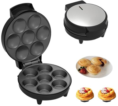 Machine à Cupcakes électrique 1000 W, Mini-tartes et quiches, Chauffage Double Face avec Lampe LED et Pieds antidérapants pour pâtisseries, apéritifs et Desserts