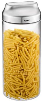 GEFU KIPPO 1300 ml, contenitore in vetro con coperchio ribaltabile e protezione dell'aroma, ermetico, ideale per dosare zucchero, farina, cereali, pasta, prodotti secchi