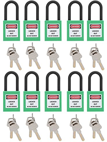 Logout del Blocco di Sicurezza, Pacchetto di Sicurezza Chiave, Materiale in Nylon, 10 Lucchetti con 20 Tasti, Lucchetto 38 Mm/1,5 Pollici Blocco, Etichette, Etichette Interne e Esterni, Sicuro