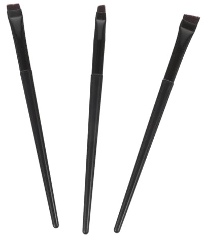 Healvian 3 Stück Eyeliner und Augenbrauenpinsel Kunststoff und Aluminiumgriff Dünne Schräg Abgewinkelte Pinsel Make Up Tool für Präzise Augenkonturen Kompakt für Reisen und Geschenk