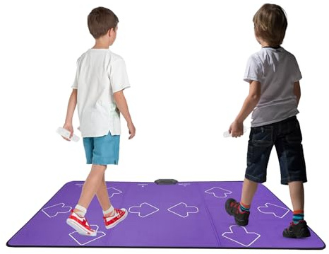 Bollomgy Tanzmatte, Kabellose Doppel-Tanzmatte für Kinder und Erwachsene, Musikalische Tanzmatte mit Kamera und Controller, für Übung & Spiele