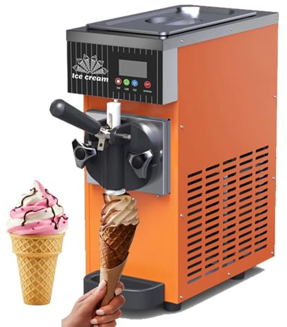 ZHIXUMM Ice Cream Maker &Dessert Maker,Soft Serve, Makes 4-5kg/H Of Ice Cream, Led Display & Auto Clean, For Restaurants, Dessert Shops Orange