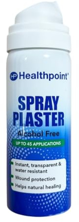 Healthpoint Spray Plaster, Invisible Wound Protection, for Small Cuts and Abrasions, Water Resistant, Supports Natural Healing, Flexible and Breathable, 40ml Up to 45 Applications