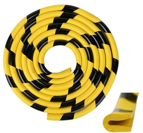 U-Type Industrial Foam Safety Bumper Padding Strip – 16.4ft Yellow/Black Wall Corner Guard for Factory, Garage, Parking Area, Loading Bay, Warehouse Edge Protection