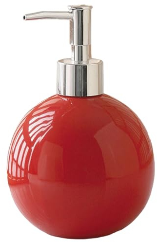 Gcroet Dispensateur de Savon Rouge, 550 ML Bouteille de Lotion Distributeur en céramique Ronde avec Pompe pour décoration Salle Bain à la Maison.
