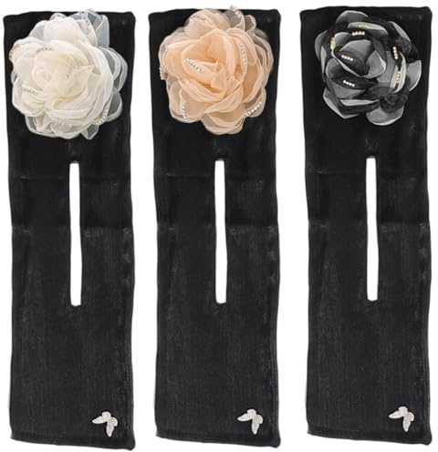 iplusmile Lot De 3 Façonneurs De Chignons En Fil Métallique Fleurs En Tissu Léger, Taille Unique, Couleurs Noir, Blanc Et Abricot, Pour Femmes Et Filles, Usage Quotidien Et Fêtes