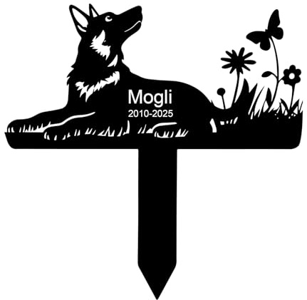 Wondramble Grabstein Hund für Draußen,grabschmuck Hunde wetterfest,gartenstecker,gedenktafel,Deutscher Schäferhund grabstecker personalisiert