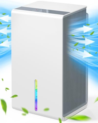 Dehumidifiers for Home, Portable Dehumidifier for Bedroom with 7 Colorful LED Sleep Mode, Ultra Quiet Dehumidifier for Drying Clothes Auto Off&Defrost Small Dehumidifiers for Bathroom RV(800ML/24H)