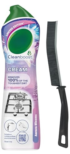 Ciff Multi-Surface Cleaning Aurora Blooms Cream Limited Edition 500ml with Crevice Brush – Tough Dirt Remover for Kitchen, Bathroom, Stainless Steel & Ceramic – Powerful Surface Cleaner set