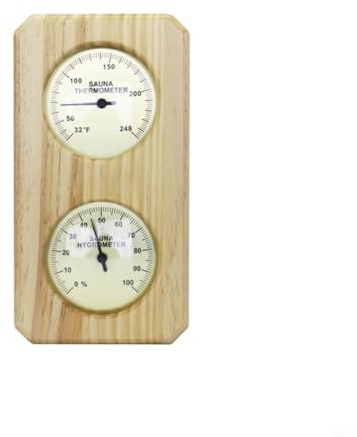 TONIXY Thermomètre et hygromètre mural en bois pour sauna, température précise de 0 à 120 °C ± 2 °C et humidité de 0 à 100 % RH ± 5 % lecture RH (Fahrenheit)