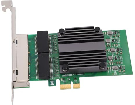 Eminchu Tarjeta de Red PCIe X1 de 4 Puertos, Adaptador Gigabit Ethernet, Tarjeta de Red Industrial con Chip 82571 y 4 Puertos RJ45, Ideal para PC y Servidores Industriales