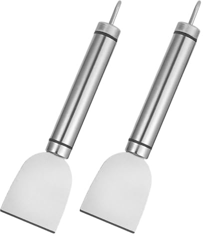 MAGICLULU Raspador de Acero Inoxidable 2 Piezas, Espátula de Limpieza Cocina Multifuncional para Grasa, Suciedad y Pegatinas, Herramienta Portátil para Suelos, Vidrio y Vitrocerámica, Uso