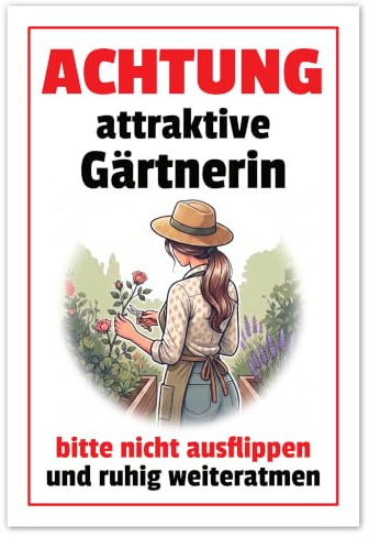 PICTALOO Lustiges Gartenschild Achtung attraktive Gärtnerin – Wetterfestes Warnschild aus Hartschaum – 20x30 cm – Perfektes Deko Garten Geschenk für Frauen & Gartenbesitzer