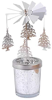Mobestech Chic Christmas Tree Rotating Candle Holder Silver Spining Tealight Holders Table Decorations for Party Banquet