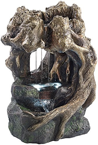 infactory Tischspringbrunnen: Beleuchteter Zimmerbrunnen Wurzelgrotte mit LED und Pumpe (Zimmerbrunnen mit Beleuchtungen, Tischbrunnen, Wasserfall)