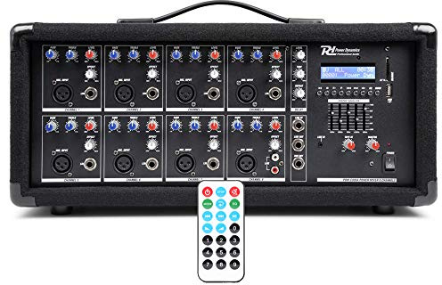 Power Dynamics PDM-C805A 8-Channel Powered PA Mixer Amp – 800W Bluetooth Audio Mixer Amplifier with MP3 Player for DJs, Live Music & Stage Events