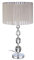 Relaxdays 10022849 Lampe de Chevet Abat-Jour Tissu Voile Boules Verre Cristal HxlxP: 53x29,5x29,5 cm, Claire/Argent, 40 W, 29.5 x 29.5 x 41 cm