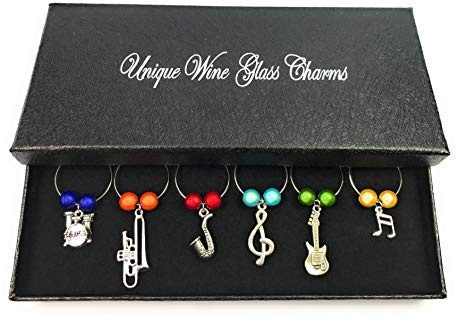 Libby's Market Place Music Wine Glass Charms with Gift Box