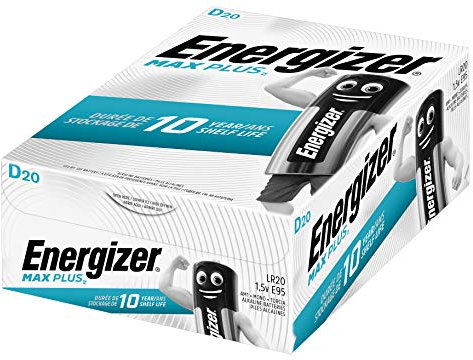 Energizer Max Plus (D) Lot de 20 Piles alcalines