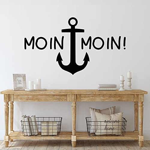GRAZDesign Wandtattoo Moin Moin mit Anker Wohnzimmer Flur Diele selbstklebend - 53x30cm / 070 schwarz