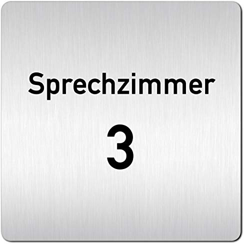 Türschilder24 XXL Schild - Türschild (B) • 125 x 125 mm • Sprechzimmer 3 • 1,5 mm Aluminium Vollmaterial • 100% Made in Germany