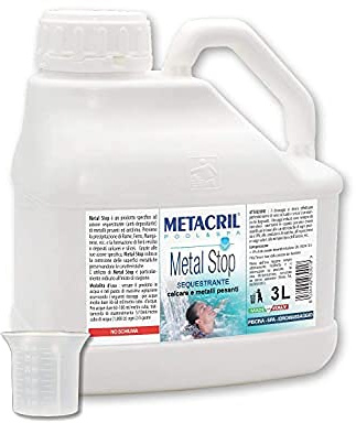 METACRIL Metal Stop + Dosatore, Sequestrante dei Metalli - 3 LT | e Chiarificante, Non Schiumogeno, Ideale per Piscina e Spa Idromassaggio
