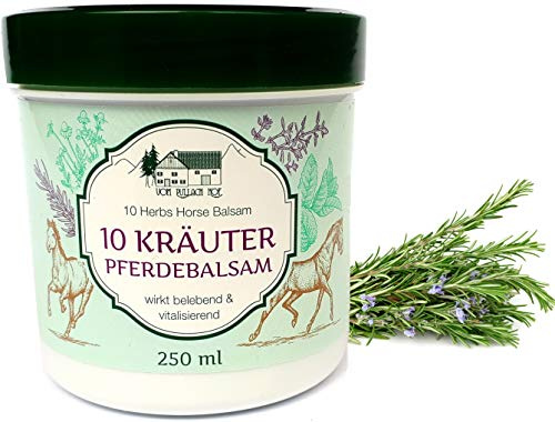 Balsamo di cavallo con 10 erbe, Crema gel per dolori muscolari, 250 ml | Effetto rilassante, Per mal di schiena, Per dolori articolari