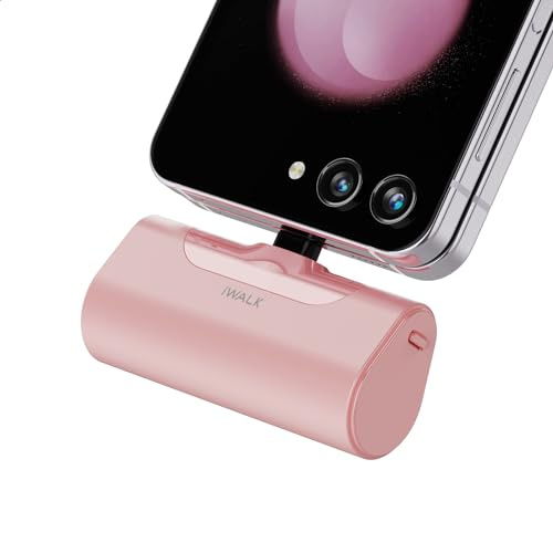 iWALK Mini Powerbank 4500mAh, USB-C Tragbares Ladegerät, Externer Akku für Tasche/Reisen/Kapazität Erhöhen,Kompatibel mit iPhone 17/16/15/Galaxy S25 S24/Huawei/LG/Pixel/Nexus/Redmi,Rosa