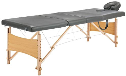 vidaXL Massagetisch mit 4 Zonen Tragetasche Höhenverstellbar Massagebank Massageliege Kosmetikliege Therapieliege Holzrahmen Anthrazit 186x68cm
