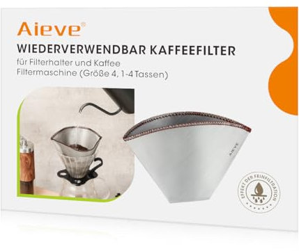 Aieve Kaffee Filter, Dauerfilter Kaffee größe 4, Wiederverwendbarer Edelstahl Kaffeefilter kompatibel mit Philips Filterkaffeemaschine(HD7546/20) für Filterhalter Kaffeemaschine (8-12 Tassen)