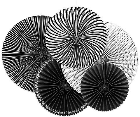 Dekorative Rosetten, 5 Stück, Black&White, 25-40 cm, Papierrosetten RPK13