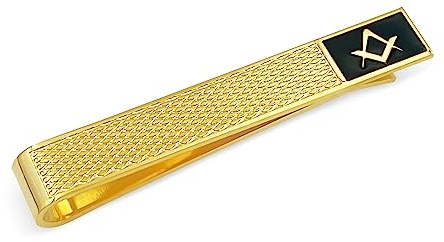 THE MASONIC COLLECTION Corbata de masones en negro y dorado con patrón de corte de diamante cuadrado y brújula con esmalte negro, regalo para hombre, One Szie, Esmalte, No es una piedra preciosa