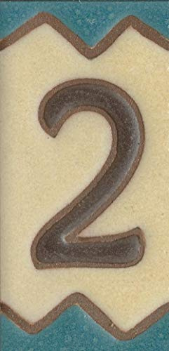 Hausnummern, Keramik-Zahlen und Buchstaben, rustikales Design, Fliesengröße: 10 cm x 5 cm, 2 bis 8 Fliesenrahmen (Nummer 2)