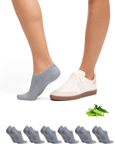 DANISH ENDURANCE Osynliga Bambustrumpor, Mjuka strumpor med Non-Slip Silikonhäl, for Män och Kvinnor, Unisex, 6-pack, Grå, 39-42