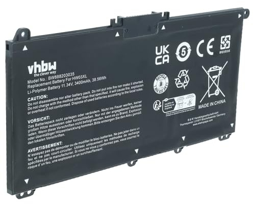 vhbw Akku Ersatz für HP L97300-005 | L96887-AC1, L96887-421, L96887-1D1 für Notebook (3400 mAh, 11,34 V, Li-Polymer)