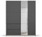 Rauch Möbel Sevilla Schrank Kleiderschrank Schwebetürenschrank, Grau metallic, Schwarz, Griffleisten Grau metallic, 2-türig mit Spiegel, inkl. 2 Kleiderstangen, 2 Einlegeböden BxHxT 175x210x59 cm