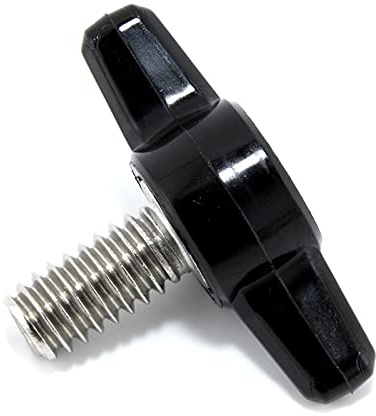 1/4-20 x 1/2 Thumb Screw Stainless Steel - Black Tee Wing Plastic Knob - Standard/Coarse Thread Thumbscrew - Length: 0.500 - Proudly Built in USA - Package of (4)