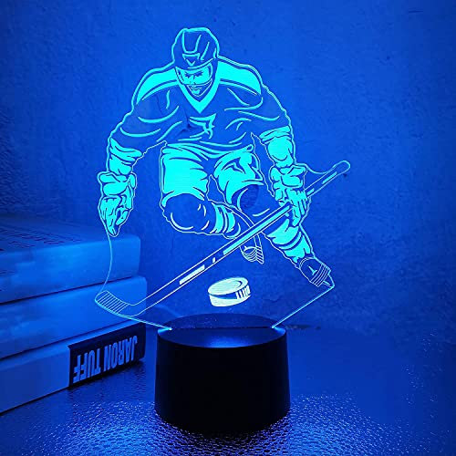 Jinson well 3D Eishockey Spieler led Nachtlicht Lampe optische Nacht licht Illusion 7 Farbwechsel Touch Switch Tisch Schreibtisch Dekoration Lampen mit Acryl Flat ABS Base USB Spielzeug