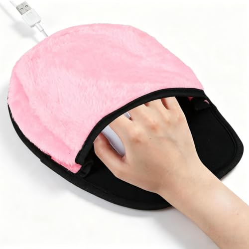 USB -beheizte Maus -Pad, weiche Plüsch -Desktop -Mausheizungsheizung beheizte Schreibtischpadsschischheizung Handwärmer für Männer und Frauen Büro Home Computer Laptop Accessoires, 29 x 22 cm