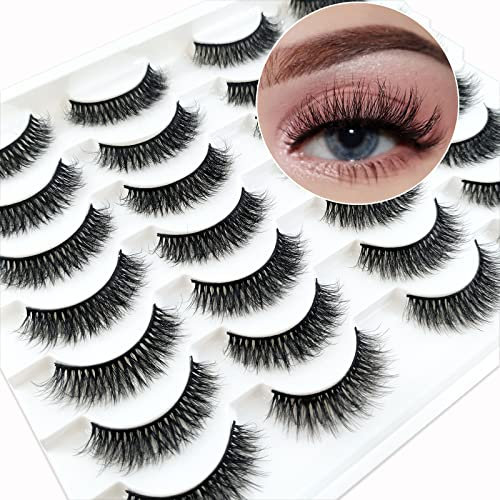 14 Paare 3D Falsche Wimpern, Flauschiges Volumen Dramatische Wimpern, Künstliche Wimpern Natürlich Look, Wiederverwendbar Handgemacht Faux Mink Make-up-Wimpern(02-XK31)