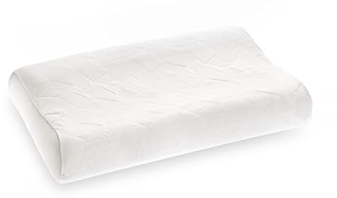 FABE | Cuscino Memory Due Altezze Massaggiante, Nucleo a Memoria di Forma, Sagoma a Doppia Altezza, Effetto Massaggiante, Federa 100% Cotone, Federa Esterna in Bioceramica, 40x70x10/12h-12/14h, 1600g