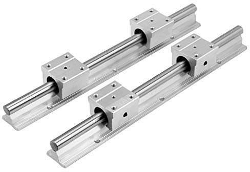 2Pcs 300×12mm Linearschienen Gleitwelle mit 4 Lager Gleitblock HRC62 Härte für SBR12UU Schlitzblocklager, Festigkeit einstellbar für DIY CNC Router, Fräsmaschinen, Drehbänke